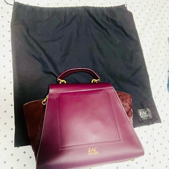 Zac Posen Eartha top handle bag with removable strap in burgundy plum colour - Picture 13 of 14